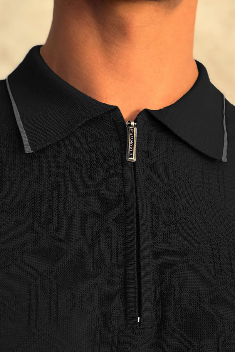 Stеfаnо Riссi Чёрное поло с длинным рукавом zip-up 