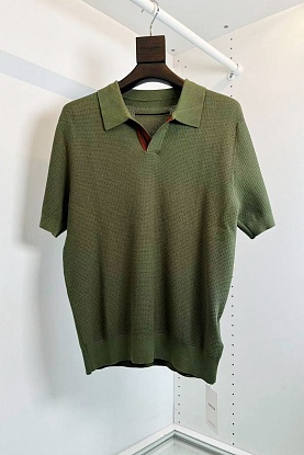 Мужское поло buttonless - Green