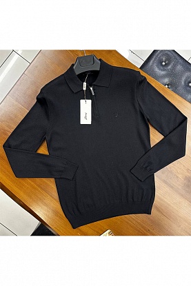 Поло с длинным рукавом zip-neck - Black