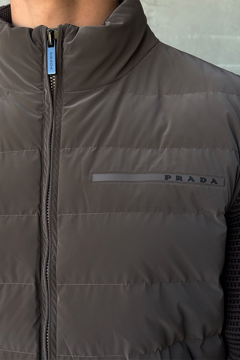 Prada Куртка с вязаными рукавами Linea Rossa - Brown