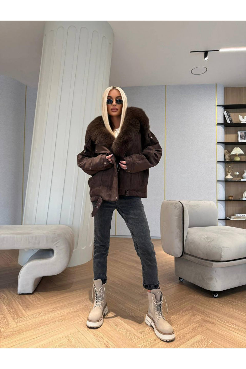 Max Mara Женская утеплённая дубленка с натуральным мехом