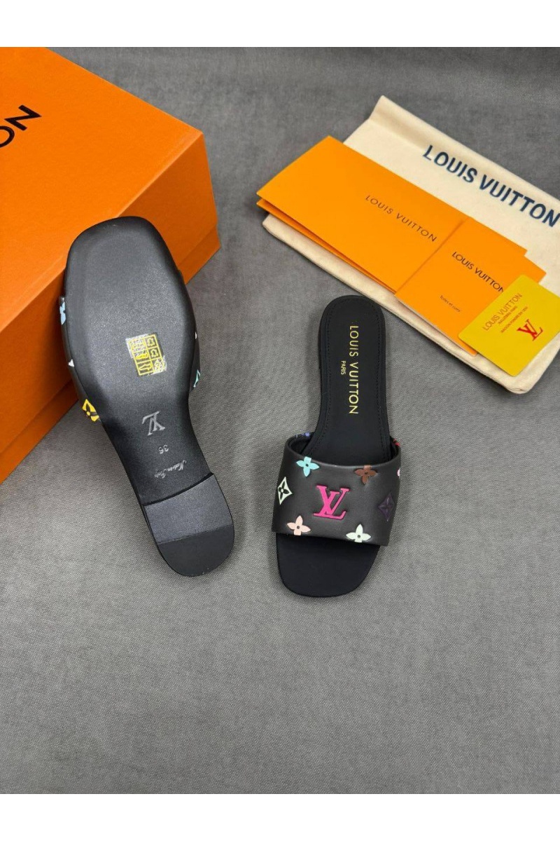 Lоuis Vuittоn Женские кожаные шлёпанцы Takashi Murakami Multicolore premium