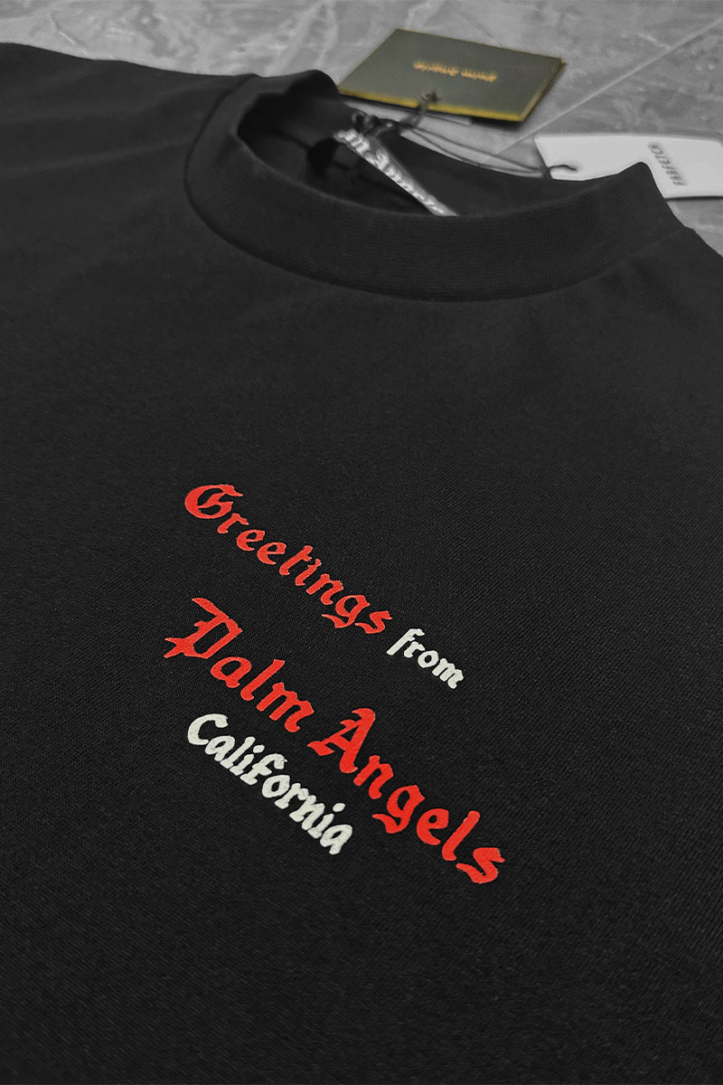 Palm Angels Чёрная оверсайз футболка Greetings from California