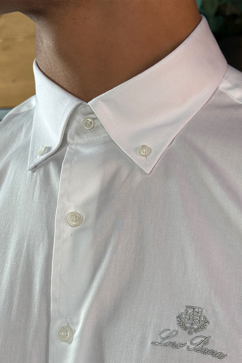 Loro Piana Мужская рубашка logo-embroidered - White