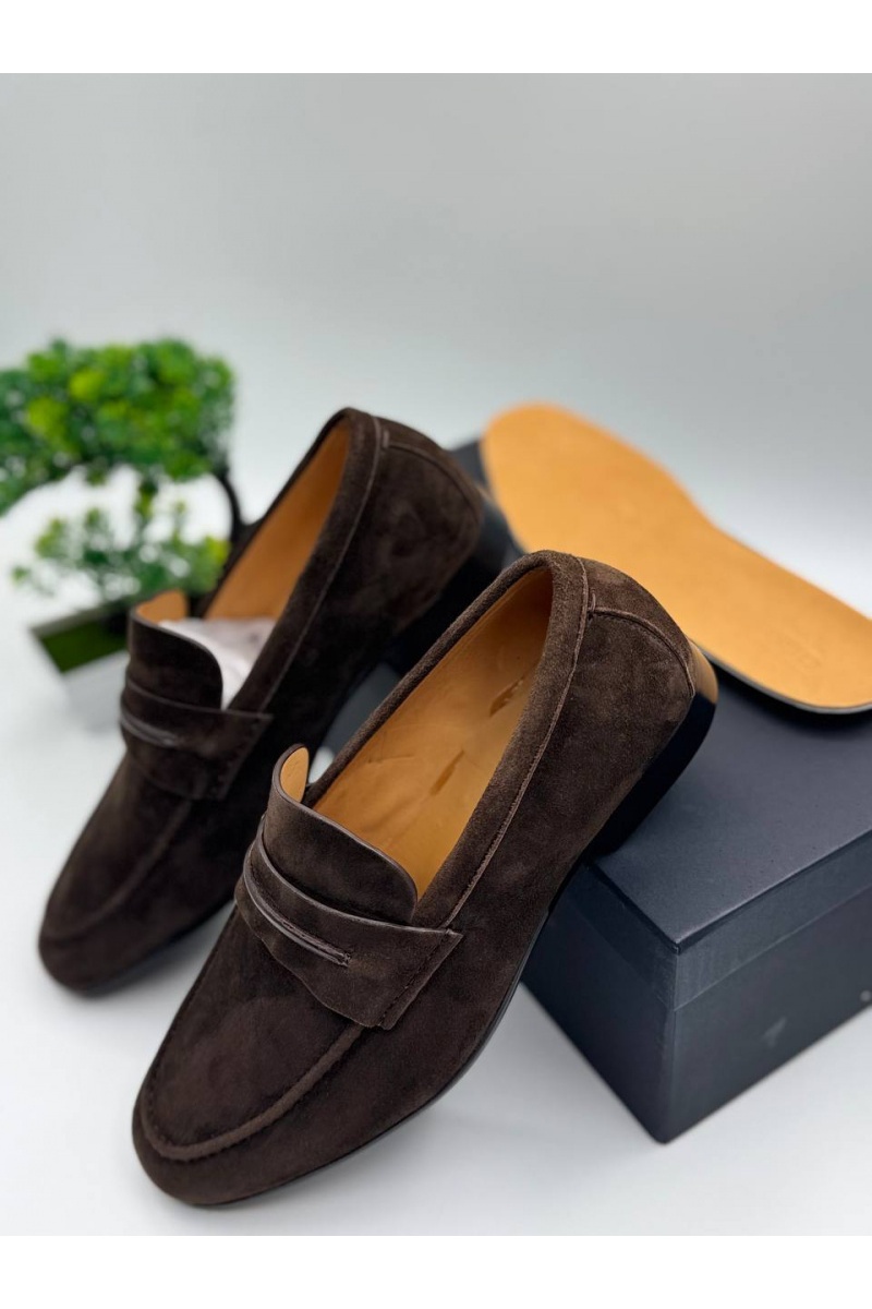 Zegna Коричневые замшевые лоферы 