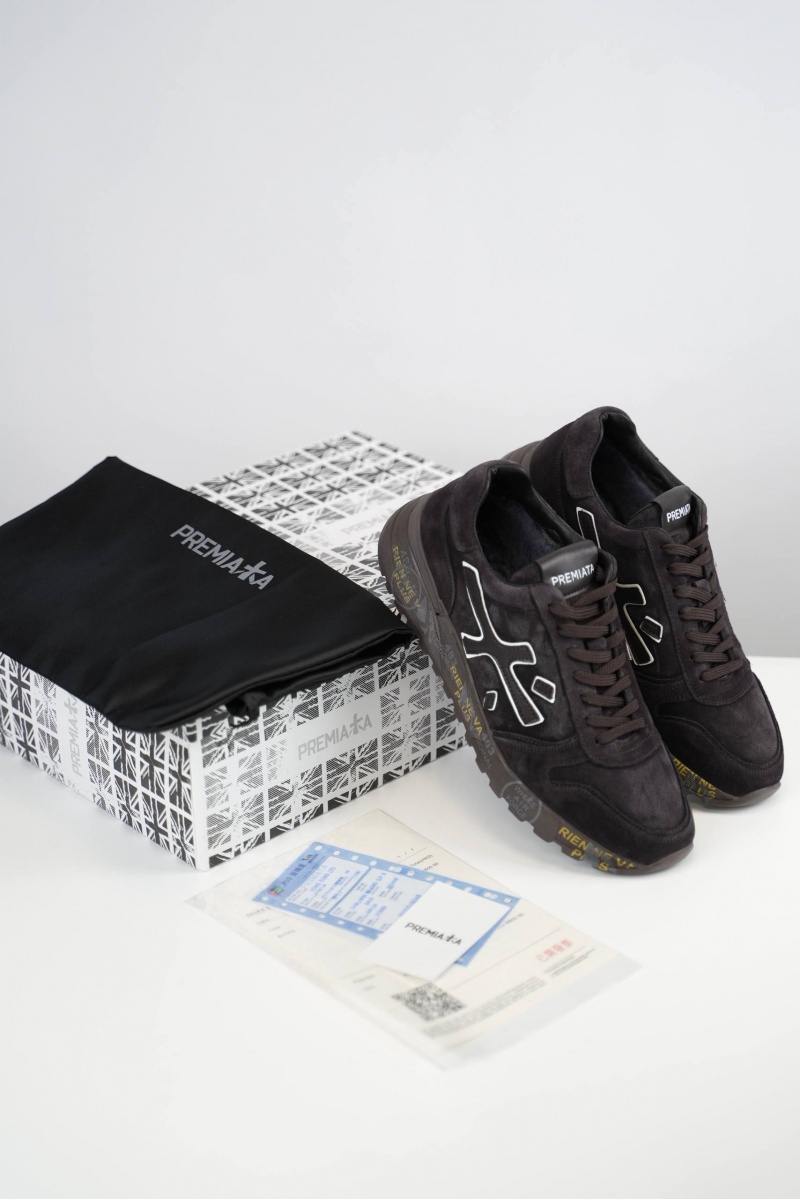 Premiata Замшевые кроссовки с мехом low-top - Brown