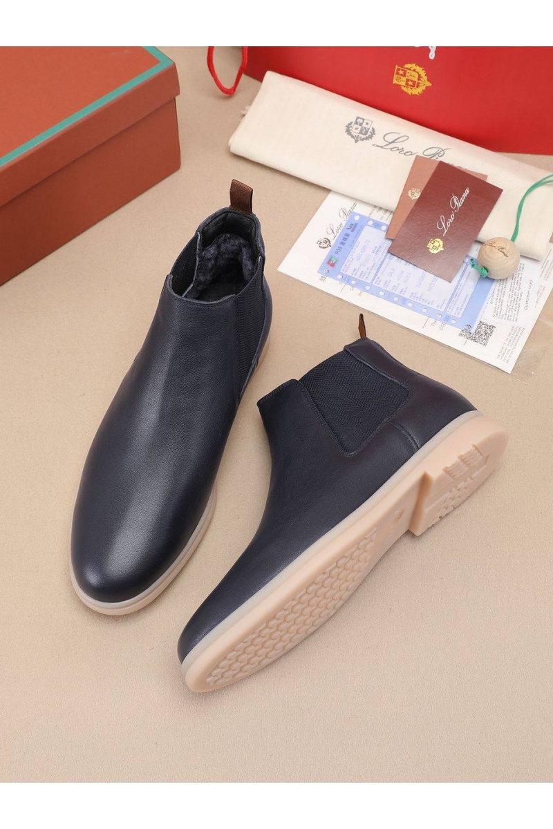 Loro Piana Кожаные ботинки с мехом 