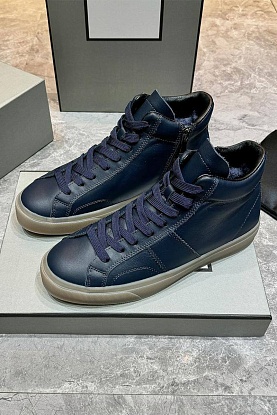 Кожаные кроссовки с мехом high-top - Navy