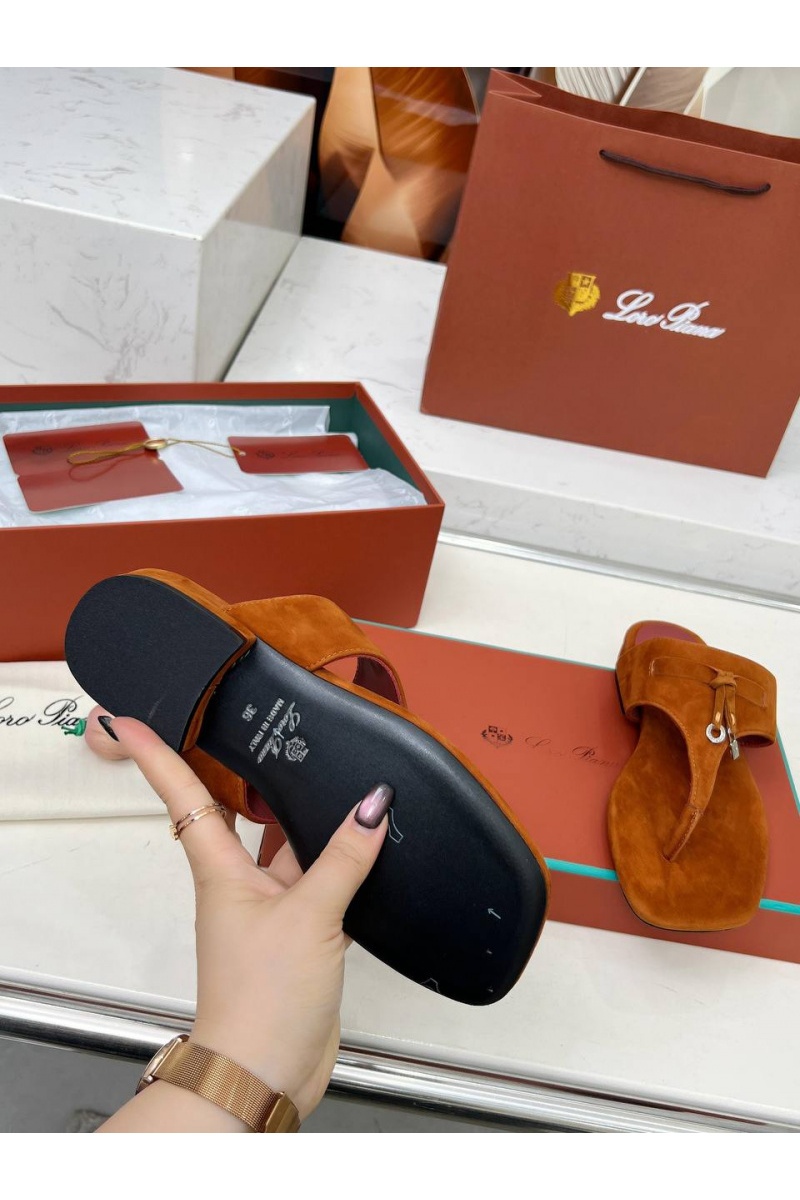 Loro Piana Женские замшевые шлёпанцы Premium - Brown