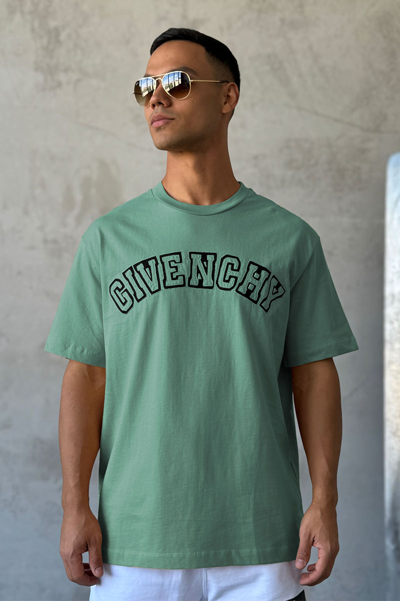 Givenchy Зелёная оверсайз футболка college logo-embroidered