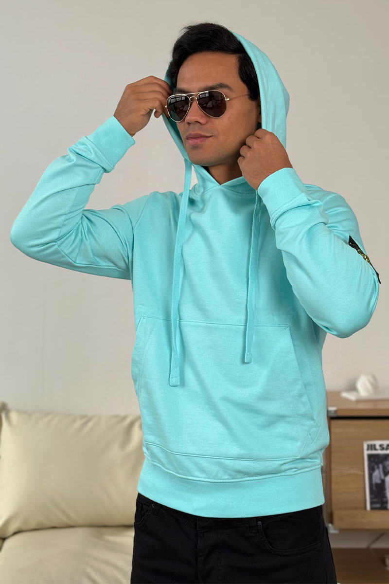 Stone Island Мужское худи бирюзового цвета Compass-patch