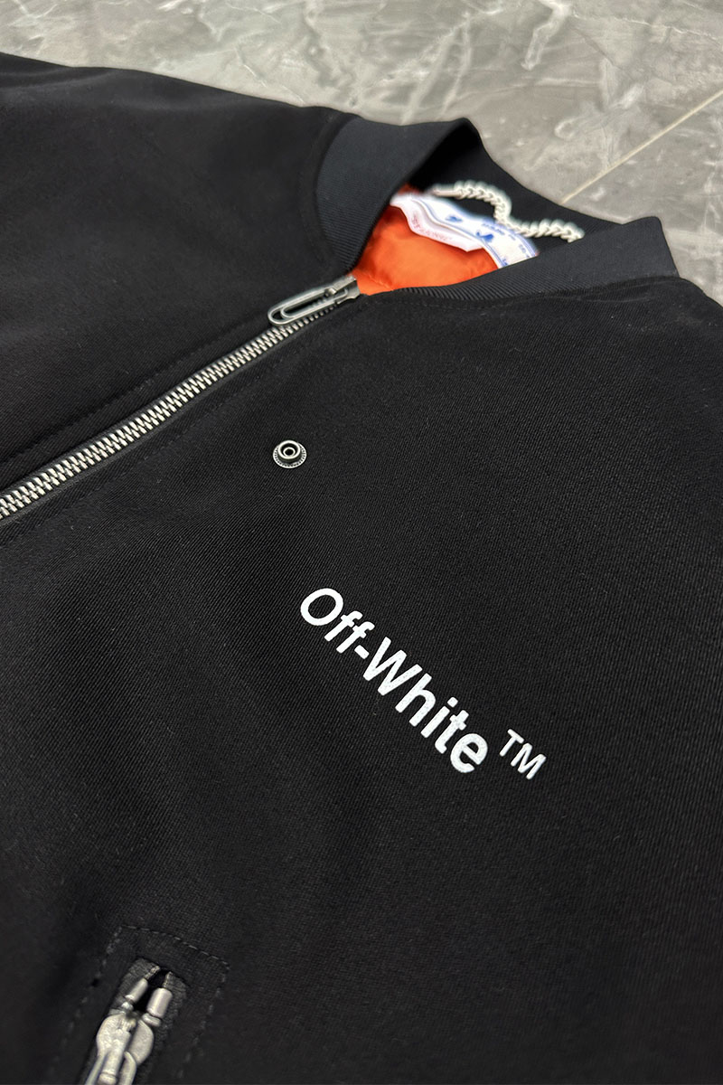 Off-White Бомбер чёрного цвета Diag-print
