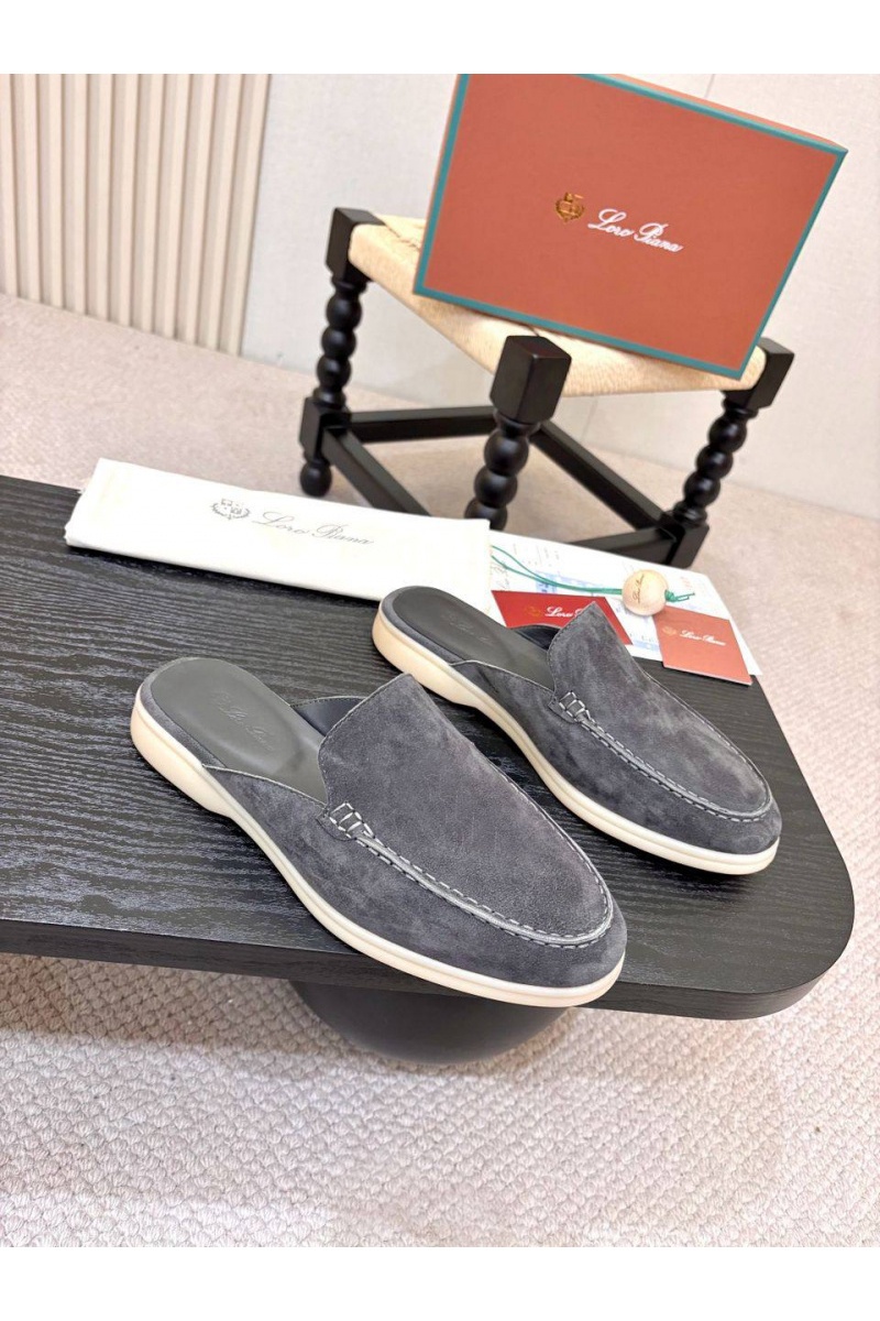 Loro Piana Мужские замшевые шлёпанцы Loro Piana