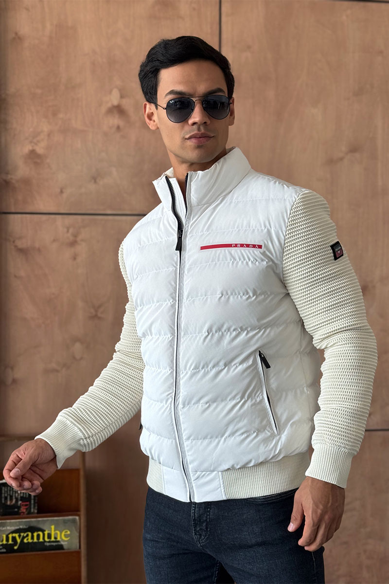 Prada Куртка с вязаными рукавами Linea Rossa - White