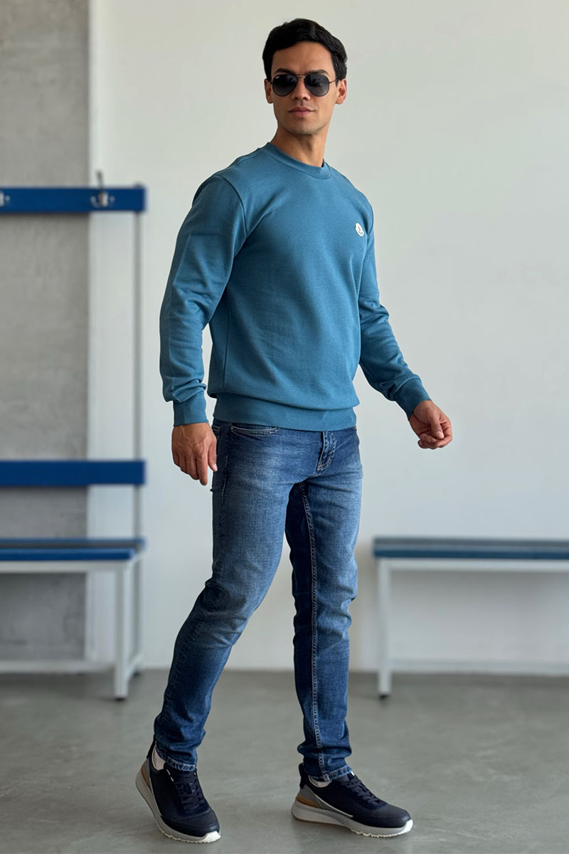 Moncler Свитшот голубого цвета logo-patch