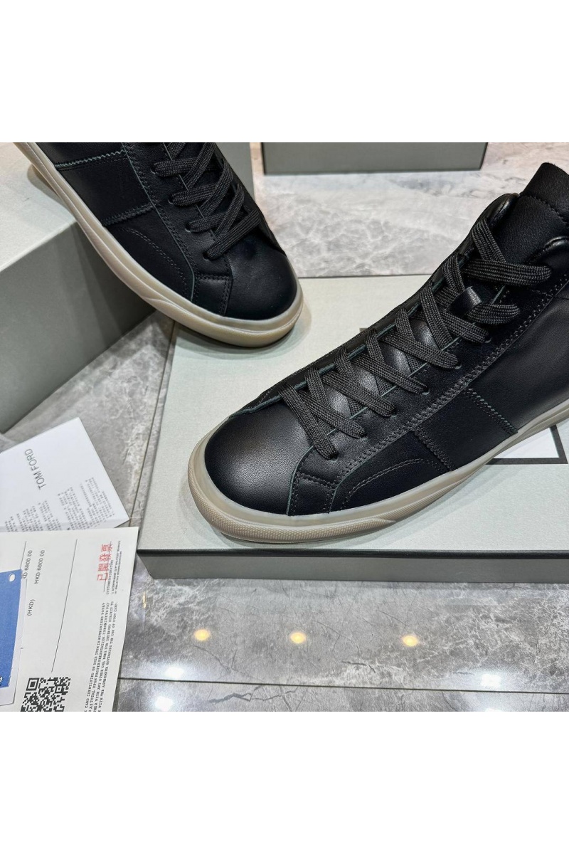 Tom Ford Кожаные кроссовки с мехом Tom Ford high-top - Black