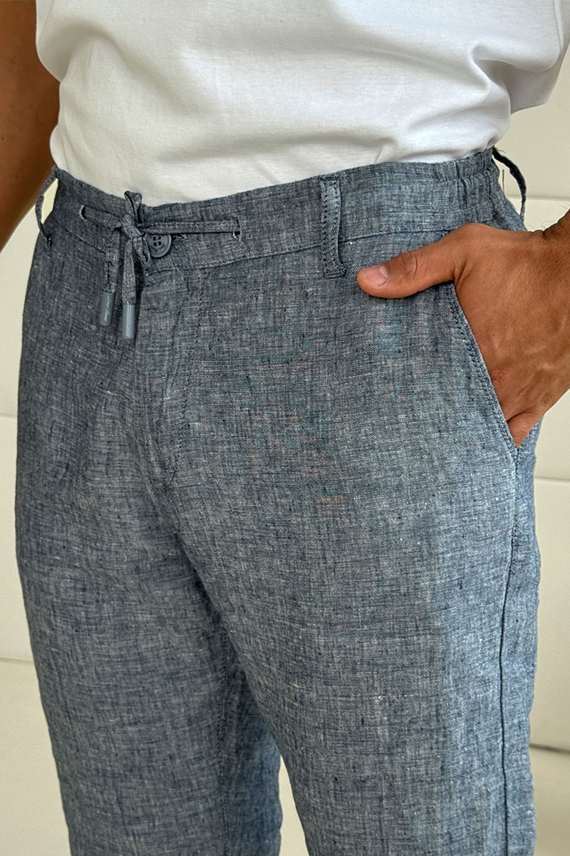 Loro Piana Льняные штаны синего цвета 
