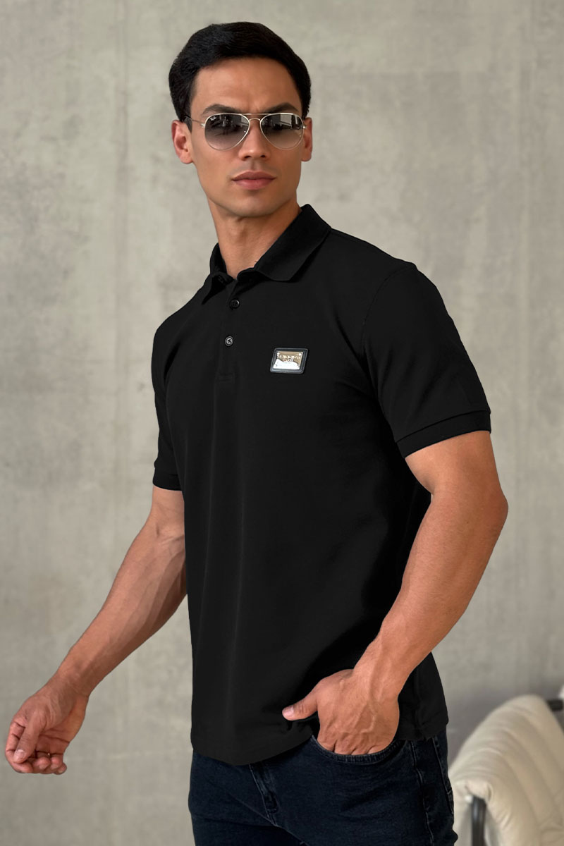 Dоlсе & Gаbbаnа Мужское чёрное поло logo-plaque