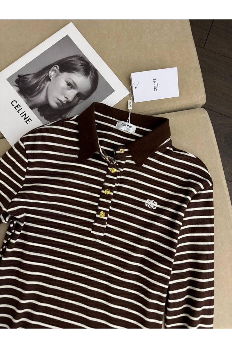 Celine Женское поло с длинным рукавом premium