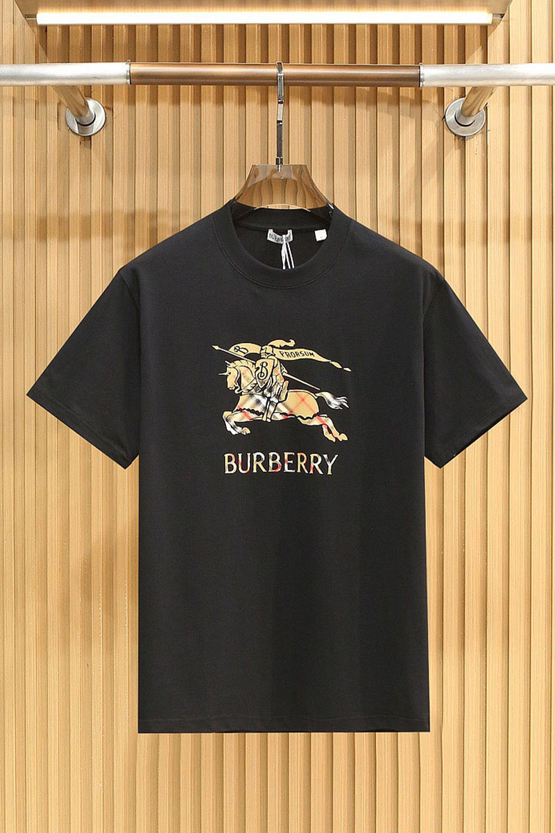 Burberry Мужская чёрная футболка Equestrian Knight