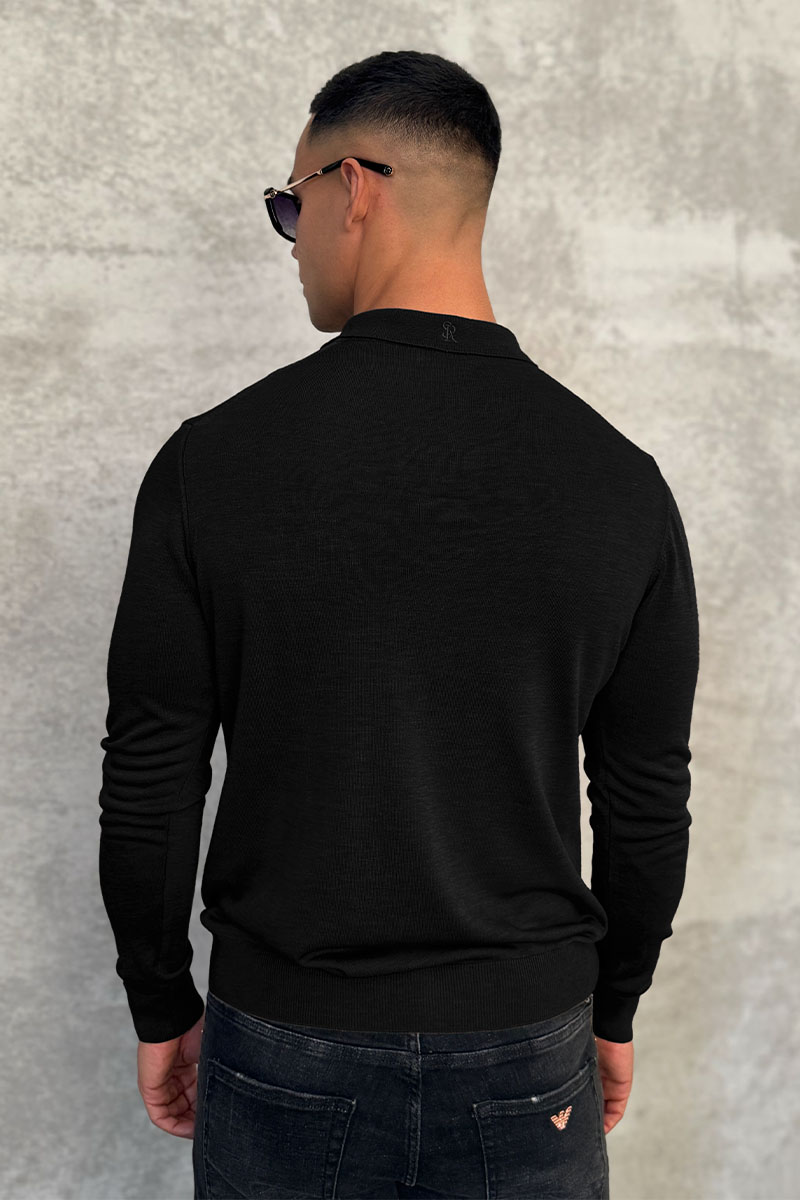 Stеfаnо Riссi Чёрное поло с длинным рукавом zip-up 