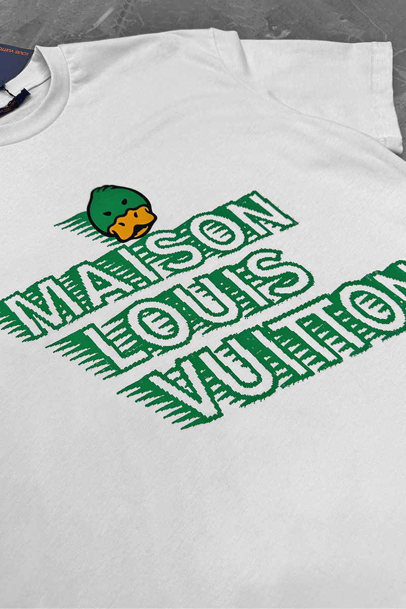 Lоuis Vuittоn Белая оверсайз футболка Maison Duck logo
