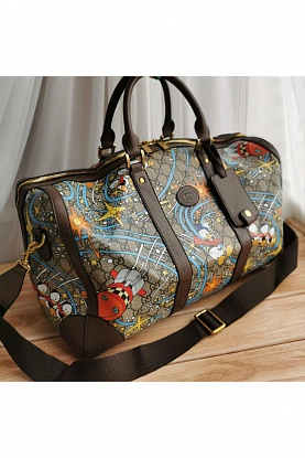 Дорожная кожаная сумка Disney GG Supreme 45x28 см