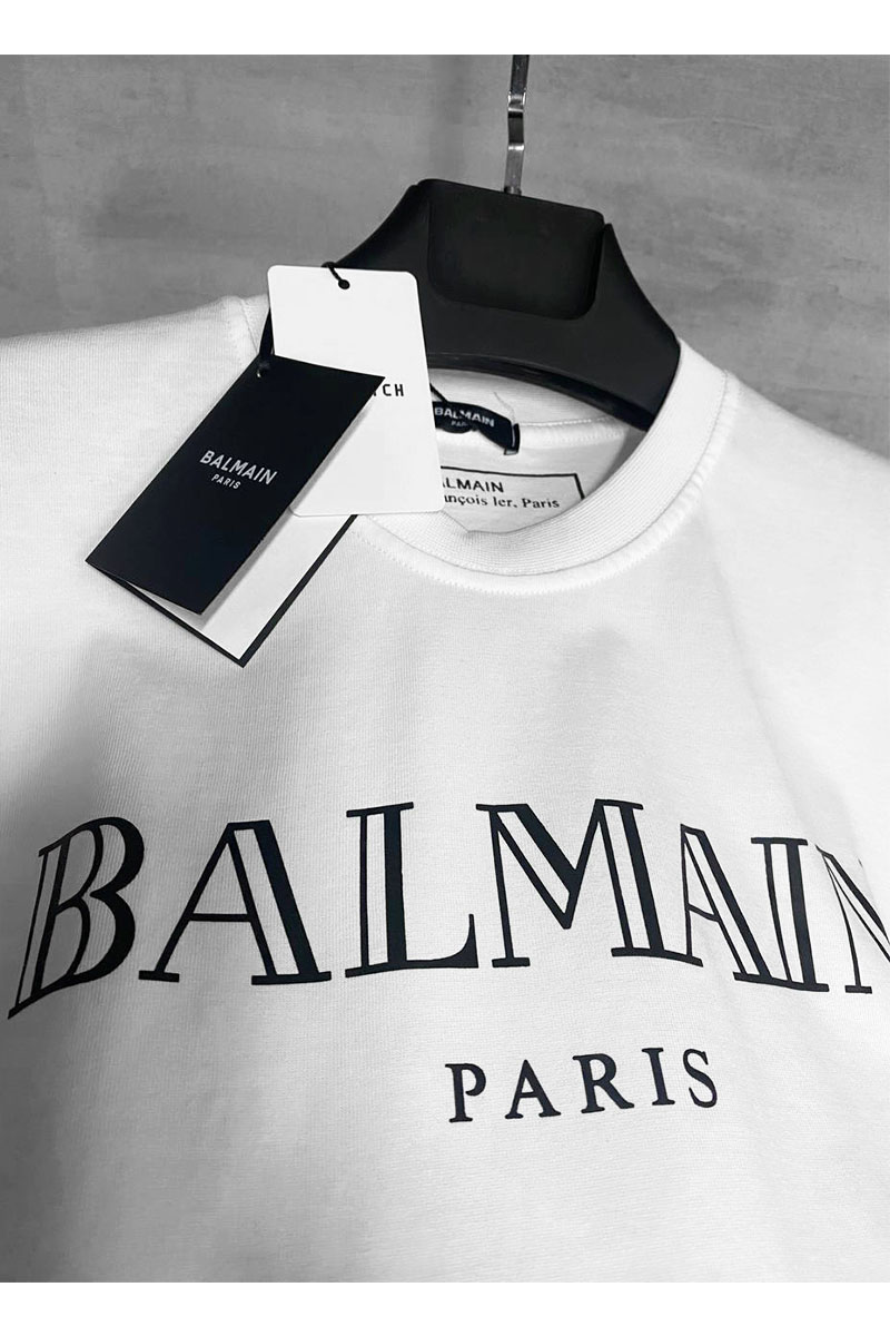 Balmain Белая футболка Paris black logo-print 