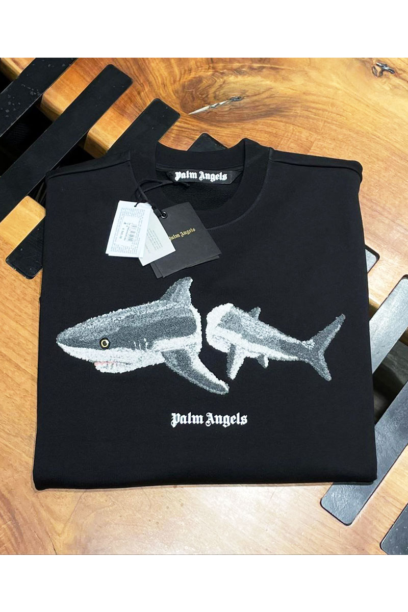 Palm Angels Чёрный оверсайз свитшот Shark
