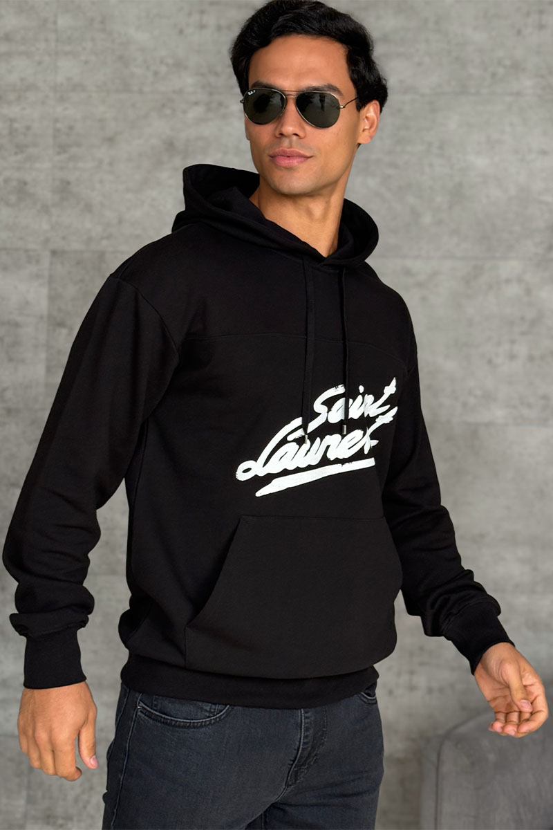 Yves Saint Laurent Чёрное худи Paris logo-print