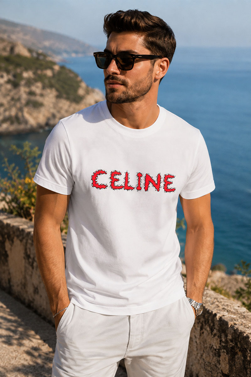 Celine Мужская белая футболка logo-print