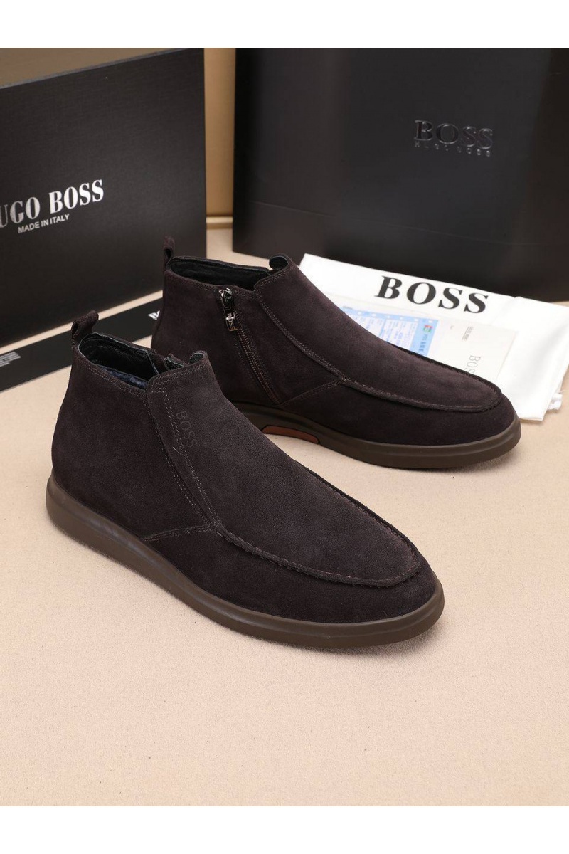 Hugо Воss Замшевые лоферы с мехом high-top - Brown