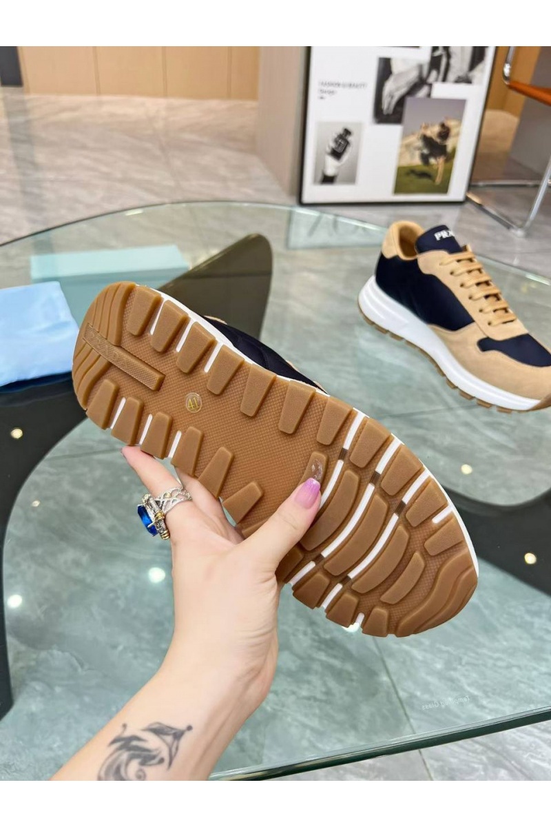 Prada Женские комбинированные кроссовки - Beige / Blue