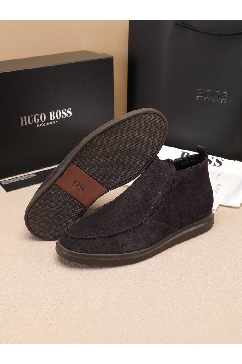 Hugо Воss Замшевые лоферы с мехом high-top - Brown