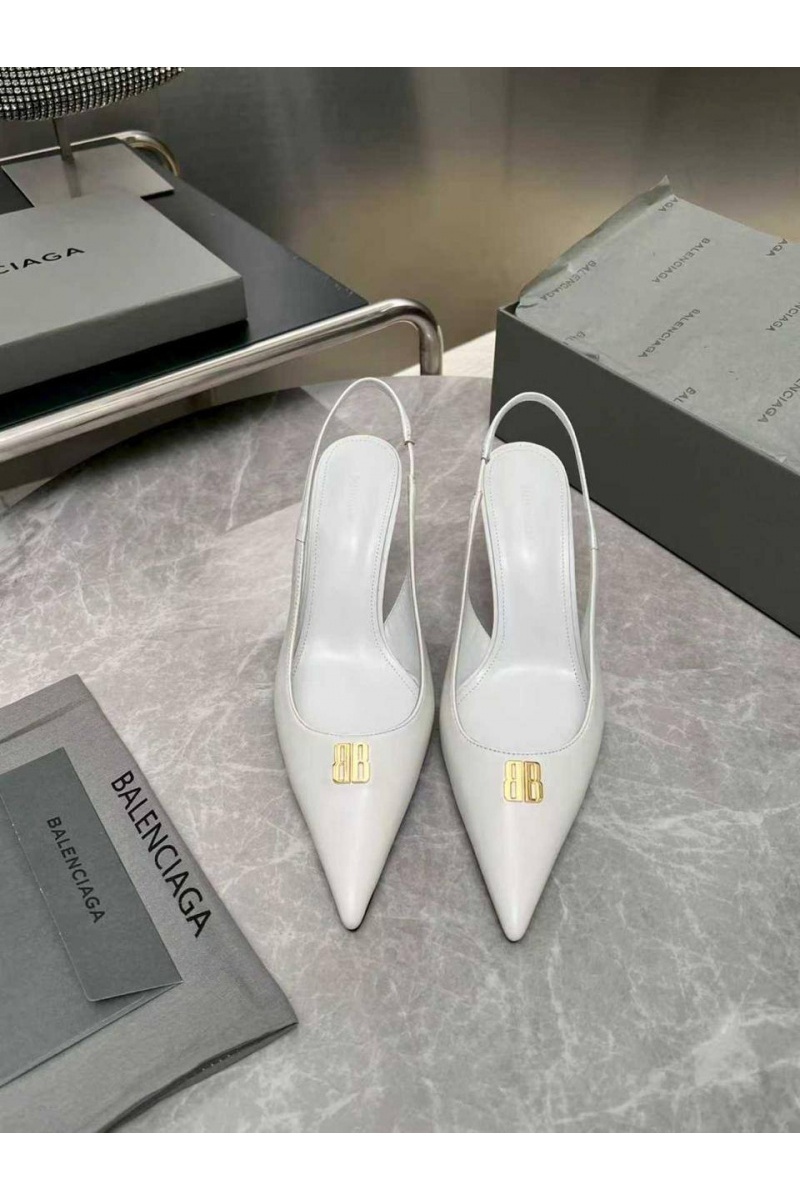 Balenciaga Женские кожаные туфли на каблуке premium