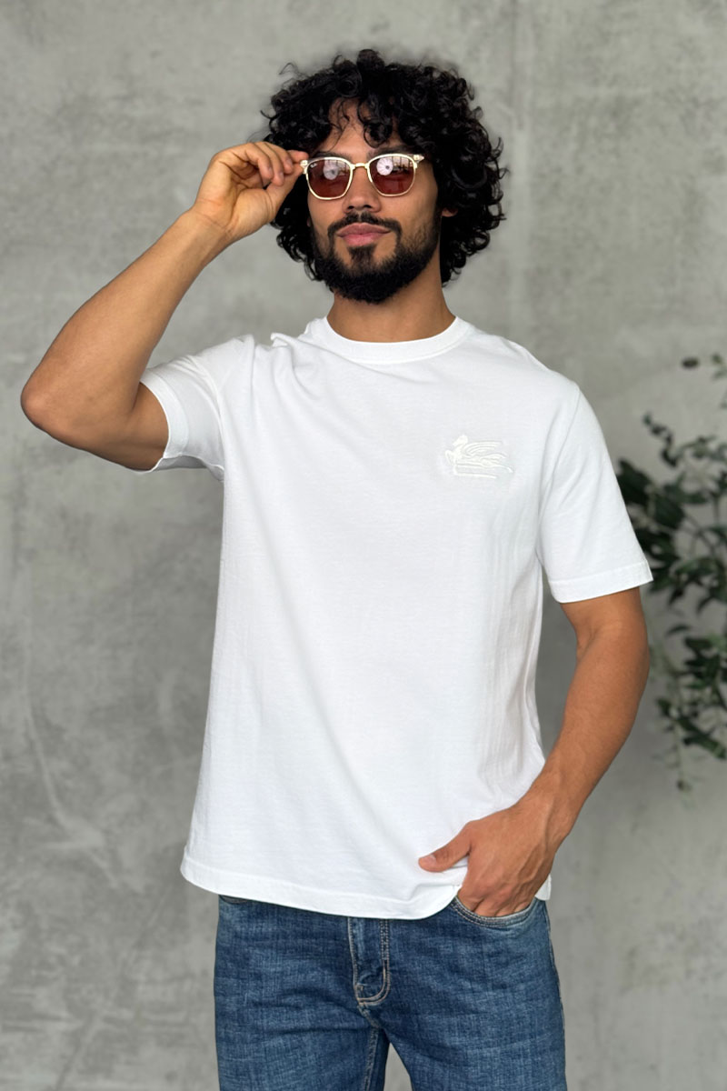 Etro Футболка белого цвета Pegaso embroidery 