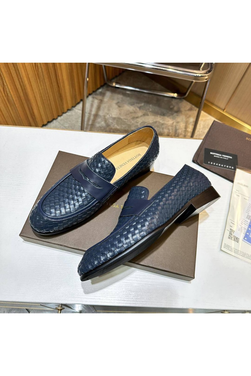 Bottega Veneta Мужские кожаные лоферы Intrecciato - Navy