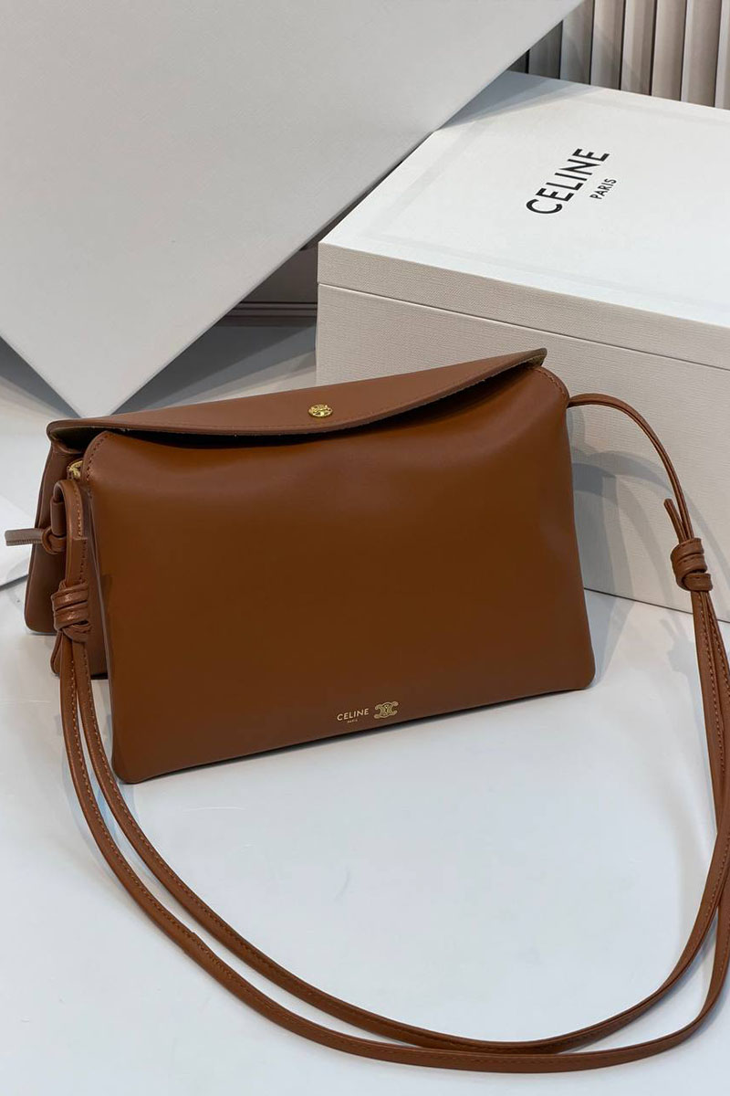 Celine Кожаная сумка Trio Flap premium 22.5x13x3.5 см