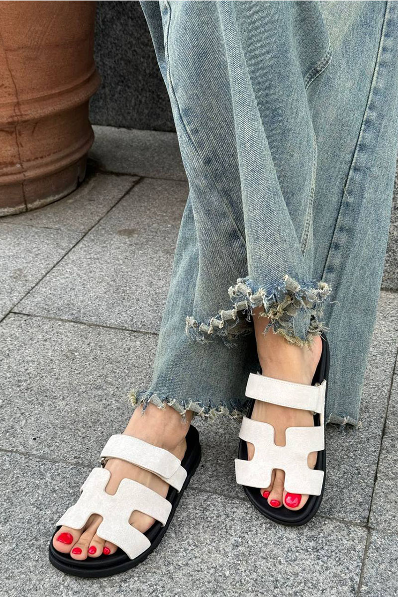 Hermes Женские замшевые сандалии Chypre - White