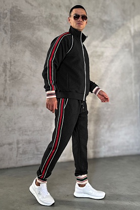 Чёрный спортивный костюм GG jacquard