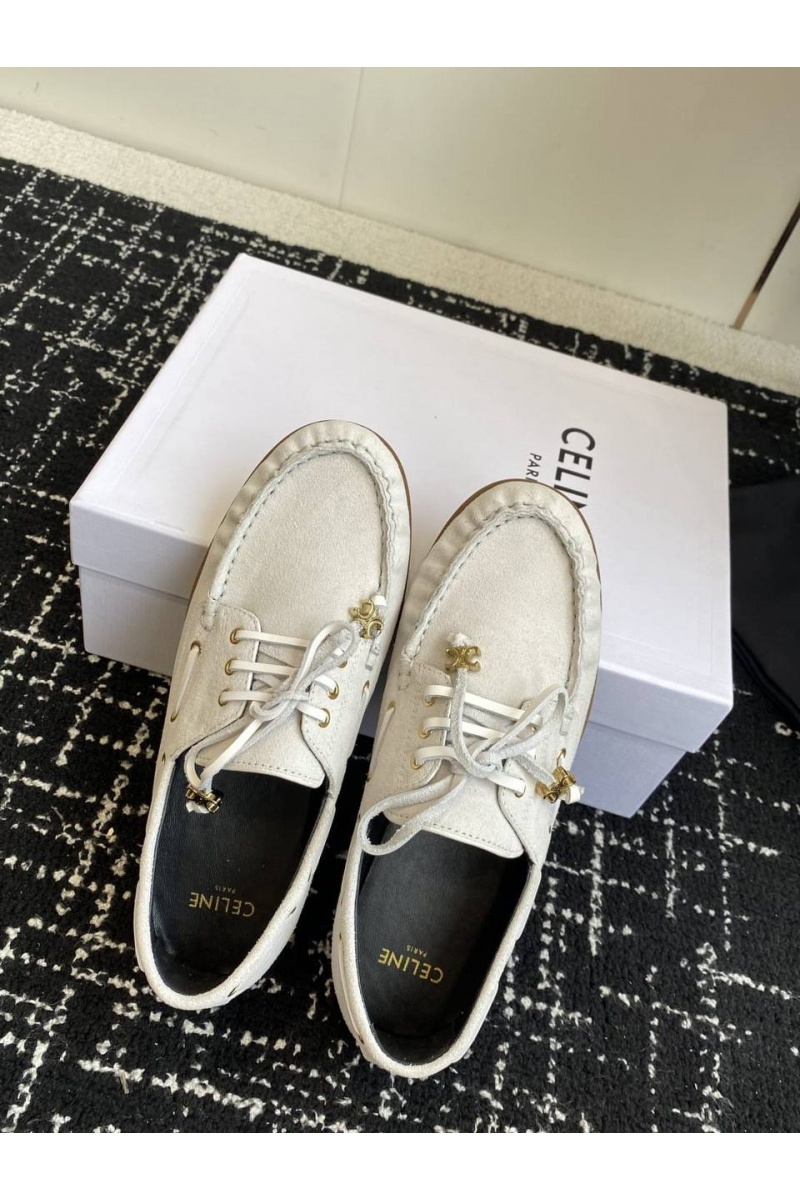 Celine Женские замшевые лоферы premium - White