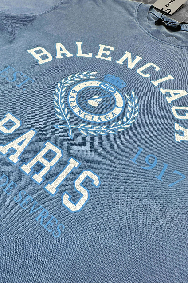 Balenciaga Синяя оверсайз футболка College est.1917
