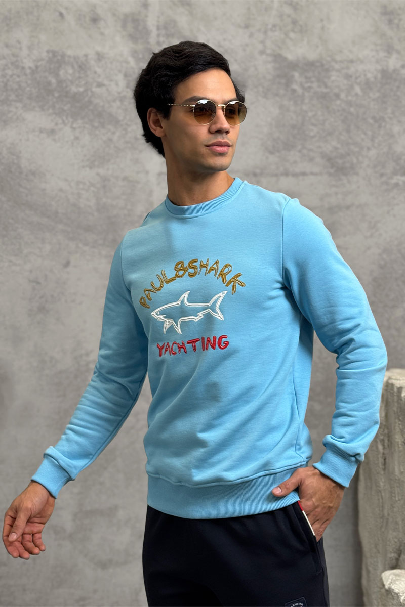 Paul & Shark Свитшот голубого цвета logo-print