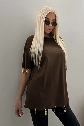 Женская базовая футболка premium - Brown