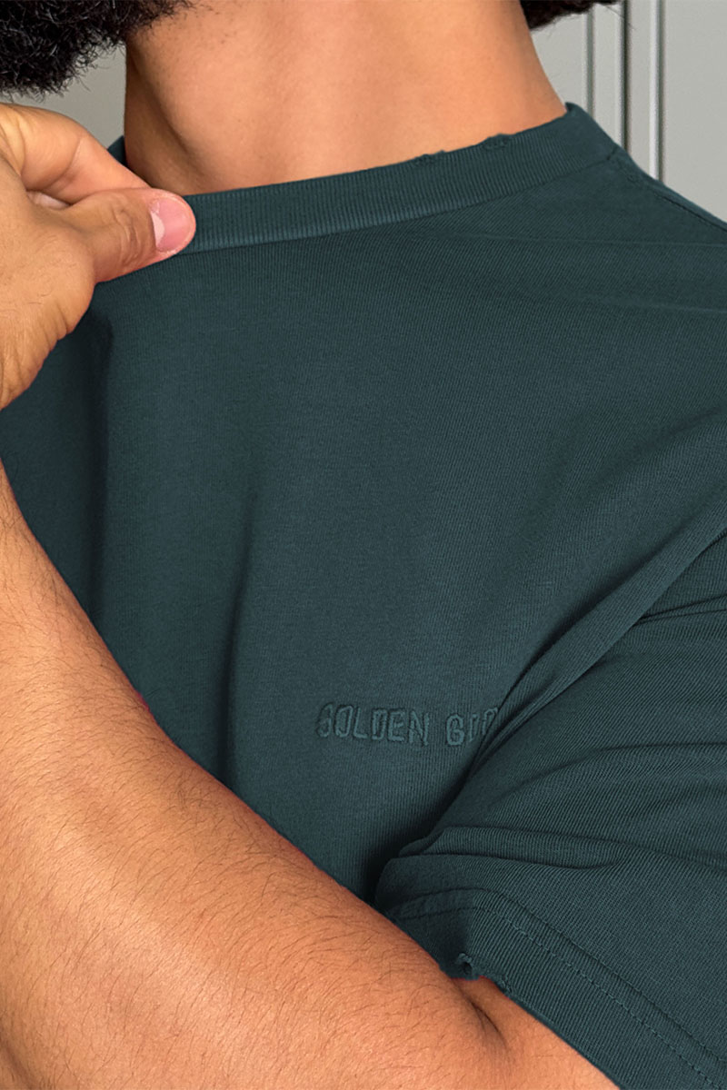 Designer Clothing Мужская зелёная футболка Golden Goose