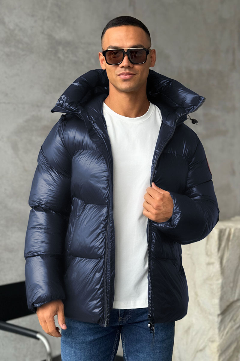 Canada Goose Мужской тёмно-синий пуховик logo-patch 