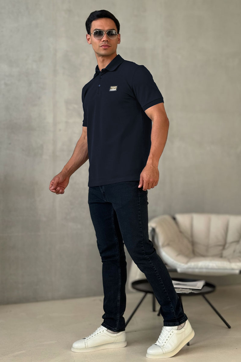 Dоlсе & Gаbbаnа Мужское тёмно-синее поло logo-plaque