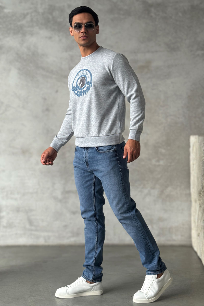 Hermes Мужской свитшот серого цвета 