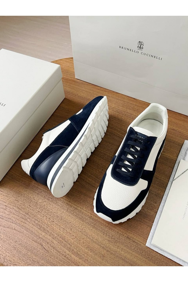 Brunеllо Сuсinеlli Комбинированные кроссовки Premium - White / Navy