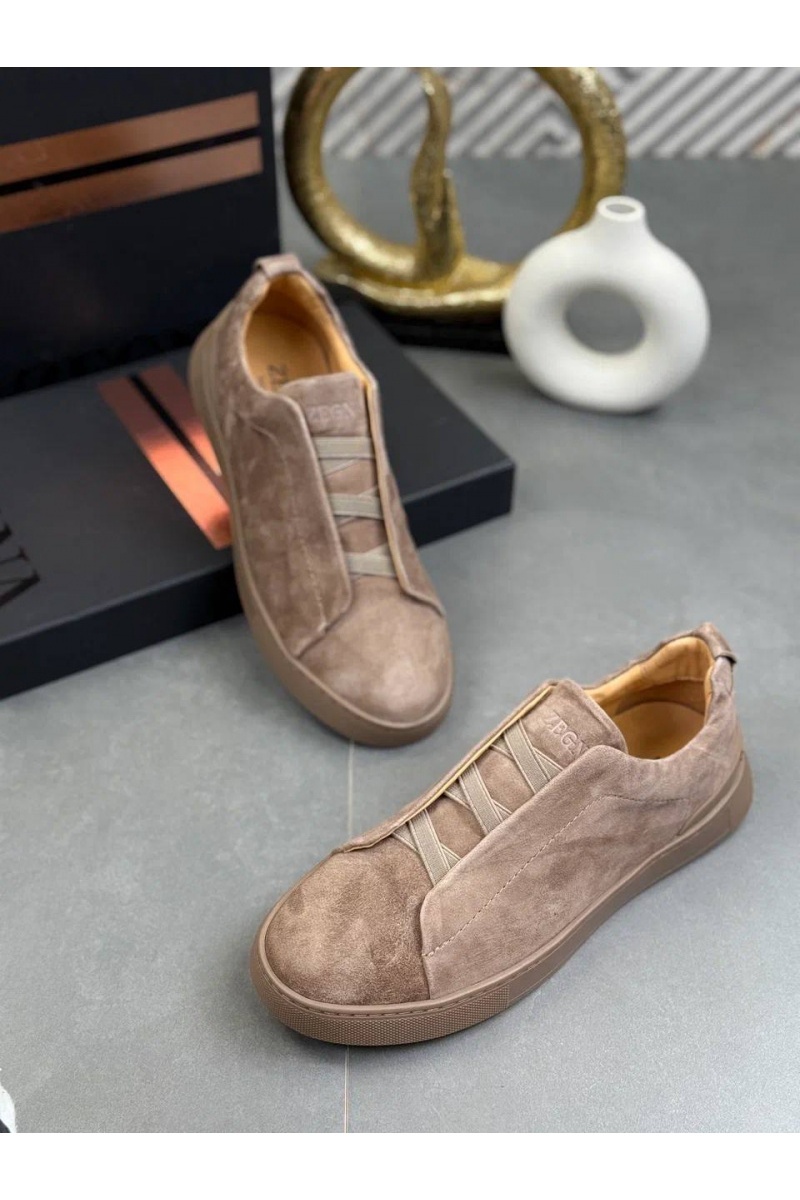 Zegna Замшевые кроссовки Triple Stitch